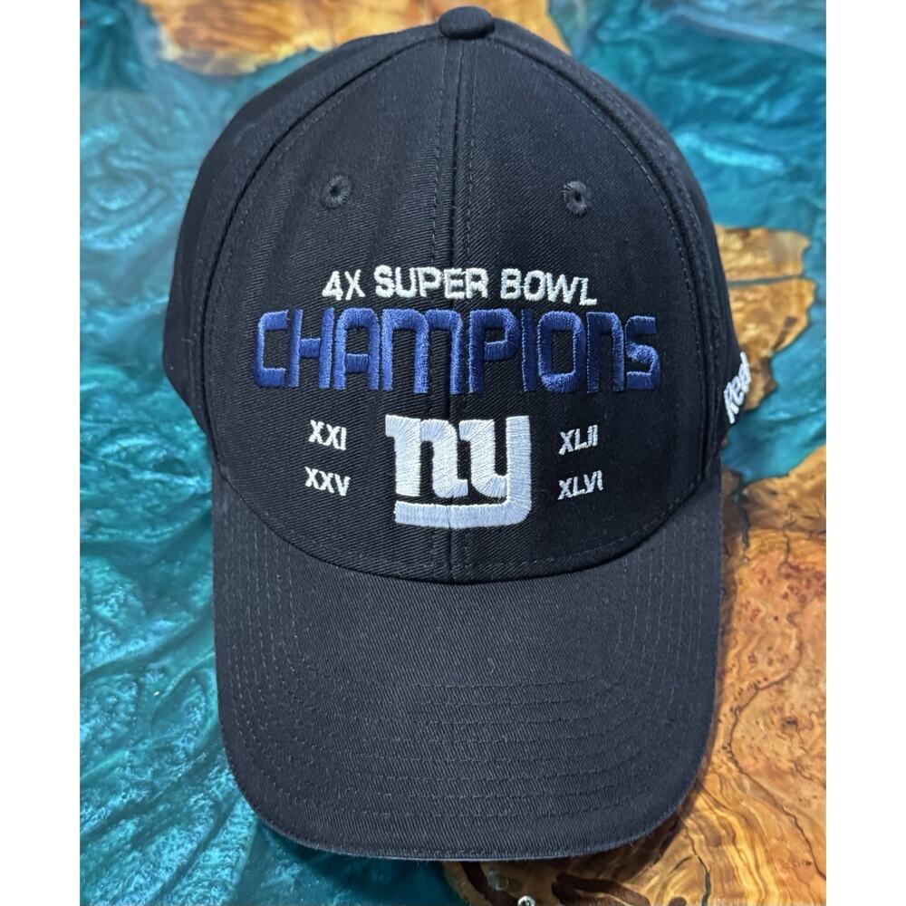 NFL New York NY Giants 4x Super Bowl Champions Reebok Flex Fit Baseball Hat Cap